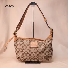 coach　ワンショルダー　斜め掛けショルダーバック　シグネチャー　ヌメ革　レザー　キャンバス　ブラウン　カジュアル　冬用