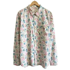 DENIM&SUPPLY RALPH LAUREN  ラルフローレン 花柄 総柄 柄シャツ コットンシャツ ポケット付き 長袖シャツ 白×ピンク×青×カーキ×多色 XXXLサイズ No.Y857