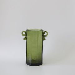 星耕硝子・耳付き八角花器（緑）
