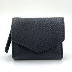 Maison Margiela エンベロープ レザー ブラック 三つ折り財布 シルバー S56UI0136P0399
