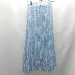 ◇ Θ ehka sopo エヘカソポ ウエストゴム プリーツ加工 ロング フレアー スカート サイズF ライトブルー レディース E  【1411280040683】