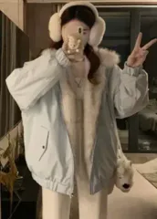 (国際配送) ビッグサイズ フード ファー リバーシブル ジャケット