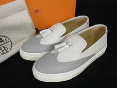 ■新品同様■ HERMES エルメス レザー タッセル スリッポン 表記サイズ 38 (約25.0cm) 靴 シューズ アイボリー系×グレー系 AV3830のサムネイル