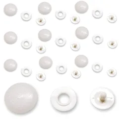 【在庫処分】材料 修復 修繕 帽子 (P-19M 工芸 DIY ハンドメイド 手芸 白頭/白ピン 国産 ヘヴンP トップボタン 10個セット) 丸ボタン 天ボタン 日本製