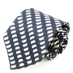 ドミニクフランス ネクタイ 総柄 スクエア柄 高級 シルク フランス製 スリースター メンズ ブラック Dominique Frances 【中古】