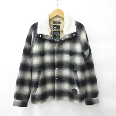 ハンティングワールド HUNTING WORLD ペンフィールド Penfield 50周年 ジャケット 中綿ジャケット 衿裏ボア チェック ウール ブラック オフ グレー 黒 白 XXLのサムネイル