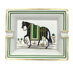 極希少HERMÈS エルメス 灰皿3H手描き和柄 武士 馬 金箔アッシュトレイ