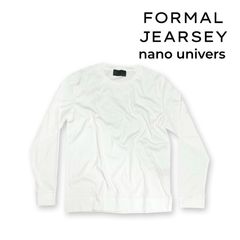 FORMAL JERSEY NANO universe ナノユニバース 長袖 カットソー ホワイト 無地 size XL コットン ビジネス メンズ 日本製