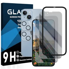 【2枚覗き見防止フィルム+2枚レンズ保護+ガイド枠】対応 iphone 14 ガラスフィルム 横から見えないアイフォン 14 フィルム 覗き見防止【 日本旭硝子製 強化ガラス 液晶 保護フィルム 硬度9H 耐衝撃 飛散防止 3D Touch 対応 高感度タ