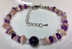 恋愛運アメジスト恋愛運癒しクンツァイトインカローズのブレスレット16cm新品