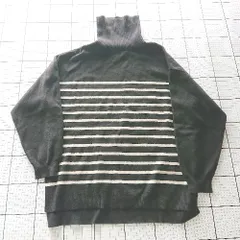 ◇ ⊆ studio CLIP スタディオクリップ ボーダー柄 タートルネック 長袖 ニット セーター サイズF ブラック系 レディース E  【1508260057462】