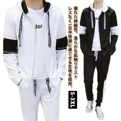 セットアップ メンズ フード付き ジャージ 長袖 薄手 春 夏 秋 上下セット ジップアップパーカー スウェット ウエストゴム スポーツウェア 秋物 春物 おしゃれ 大きいサイズ 送料無料#wunib2775
