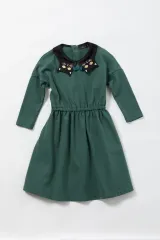 子供服110 キッズ  UNICA/キャッツ衿無地ワンピースのサムネイル