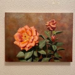 omiの絵画 油絵「薔薇」F4号333mm× 242mm オリジナル作品 送料無料