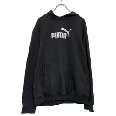 PUMA プリント スウェット パーカー XXL ブラック ホワイト プーマ ビッグサイズ 古着卸 アメリカ仕入 a603-5291
