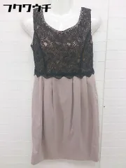 ◇ Rew de Rew ルゥデルゥ レース ビーズ ノースリーブ 膝丈 ワンピース サイズ38 ブラック ベージュ レディース  【中古】 【1106210004414】