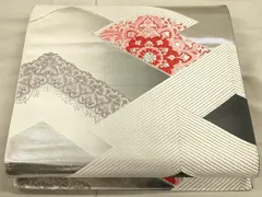 平和屋着物◎六通柄袋帯　唐織　松皮菱正倉院花文　銀糸　正絹　逸品　CAAU1311ft