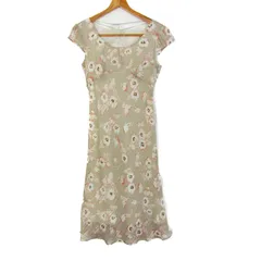 組曲 ワンピース 半袖 花柄 トップス レディース 3サイズ ベージュ系 KUMIKYOKU 【中古】