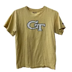 Champion 半袖 プリント Tシャツ S イエロー チャンピオン フロント プリント 古着卸 アメリカ仕入 a707-5762