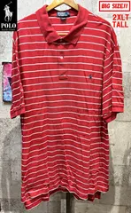 ビッグサイズ 2XLT TALL ポロラルフローレン ボーダー 半袖 ポロシャツ 赤白 メンズ ワンポイント POLO RALPH LAUREN