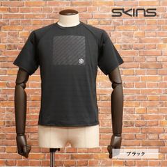 SKINS/Mサイズ/半袖 Tシャツ 184-28441  吸水プリント ムレ軽減 スポーツウェア フィットネス トレーニング メンズ 紳士 スキンズ 新品/黒/ブラック/ki143/
