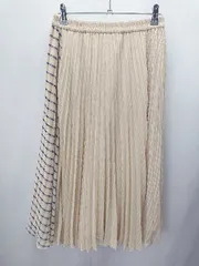 ◇ URBAN RESEARCH ストライプ柄 チェック柄 ロング丈 フレア スカート サイズFree ベージュ レディース E  【1406180087043】