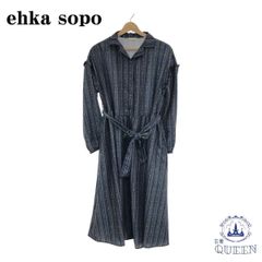 ☆美品☆ ehka sopo エヘカソポ レディース ワンピース 長袖 ネイビー M 901-576 送料無料