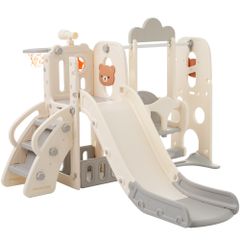 「新入荷」全新品 【グレー×ホワイト】大型遊具 滑り台 室内遊具 すべりだい ブランコ 屋内 収納スペース 子供 キッズ 男の子 女の子 誕生日 プレゼント こどもの日プレゼント