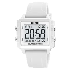 【人気商品】防水うで時計 スポーツウォッチ 仕事時計 四角形 led 多機能ウォッチ watch 夜でも見やすい時計 日本電池採用 メンズ 日本語説明書付 デジタル腕時計 (ホワイト+ホワイト) Datirzyx（ダティアシー）大文字