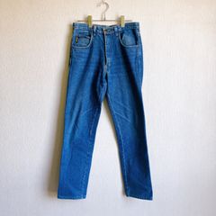 アルマーニジーンズ ARMANIJEANS デニム ジーンズ 5ポケット ストレート 刻印ボタン イタリア製 ハイブランド 革パッチ メタルエンブレム 大きめ オーバーサイズ vintage ヴィンテージ ビンテージ 古着