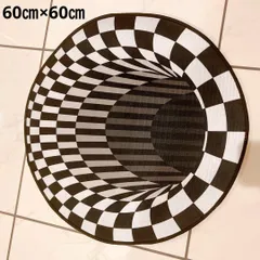 SNSで話題 3D錯覚 円形60×60cmマットラグ カーペット ラグマット