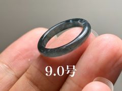 L12-165 氷種 高級感 黒翡翠 9.0号 天然グアテマラ産 A貨 本翡翠 くりぬき リング