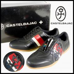 新品 カステルバジャック スニーカー 25.5cm 黒 レースアップ 家紋&ロゴ シューズ CASTELBAJAC メンズ マドラス社製