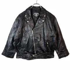 DIAMOND PLATEダブルライダースジャケット本革リアルレザージャケット革ジャンBIKEバイクモーターサイクルベルト付き黒ブラックvintageヴィンテージ41121