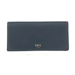 美品 DAKS LONDON ダックスロンドン 二つ折り長札入 財布  ネイビー 小銭入れなし レザー メンズ　240001124100
