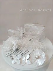 アメリカンフラワー髪飾り　ゴールドセット11点セット