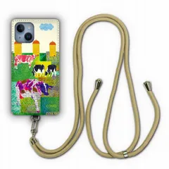 [iPhone15] スマホショルダー スマホケース iPhone15 ケース 動物 アニマル柄 アイフォン14 13 12 SE 第2世代 スマホケース カバー ショルダーストラップ 肩掛け ひだまり牛 ほのぼの ウシ