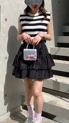 【新品未使用】SHEPP ティアード ミニ フレアスカート