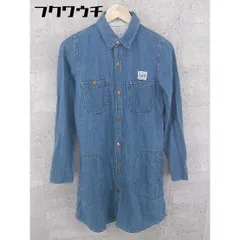 ◇ Lee リー 長袖 膝丈 デニム シャツ ワンピース サイズM ブルー レディース 【中古】 【1002802221231】