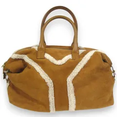 良品 YVES SAINT LAURENT イヴサンローラン ムートンイージーバッグ ボストンバッグ 208314 キャメル ブラウン系 レディース 古着 中古 USED