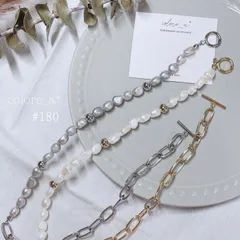 淡水パールメタルビーズ×チェーン ネックレス チョーカー