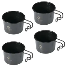 Style:4点セット キャンピングムーン(CAMPING MOON) キャンプ コーヒー ソロマグ S マグカップ ブラック 黒 4点セット 160ml SOLO MUG BKS-180-4P