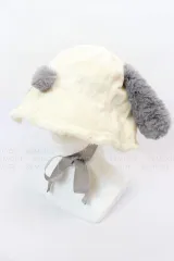 USJ｜スヌーピー もこもこ耳付きバケットハット（ホワイト×グレー）