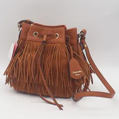 美品 サマンサヴェガ ゴールド金具 ツイード ブラウン ショルダーバッグ 2000000 NSK MTM