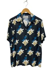 WACKO MARIA (ワコマリア) 19ss INVINCIBLE HAWAIIAN SHIRT 総柄 アロハシャツ 半袖シャツ 日本製 L ブラック×花柄 メンズ/028