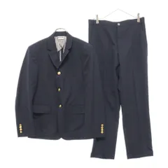 THOM BROWNE (トムブラウン) アンカー刻印 金ボタン ウール 段返り3つボタン ブレザー テーラード ジャケット スラックス パンツ セットアップ スーツ 裏地ストライプ ネイビーのサムネイル