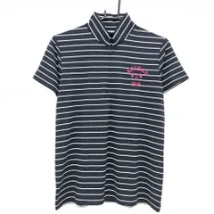 ★値下げ★【超美品】アディダス 半袖ポロシャツ ネイビー×白 ボーダー ハーフジップ 胸刺しゅう  レディース OT/XG ゴルフウェア adidas