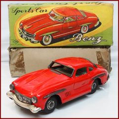 野村トーイ【Sports Car Benz メルセデス ベンツ 300SL スポーツカー 赤レッド】ブリキtin toy car自動車ミニカー■T.N ノムラ【箱付】0175