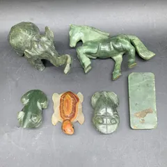 玉石，置物，彫刻，インテリア，翡翠製馬の彫刻8体セット 玉石，置物