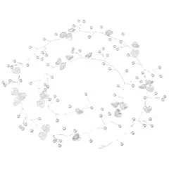 『大人気』 花 カチューシャ パール 手作り 髪飾り 花かんむり ヘッドドレス 小花 リーフ 花冠 ヘアアクセサリー 入学式 卒業式 結婚式 YFFSFDC 髪飾り 披露宴 和装 写真撮影 プレゼント 成人式用 女の子 (シルバー 100cm)